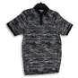 Mens Black White Space Dye Short Sleeve Spread Collar Polo Shirt Size Small image number 1