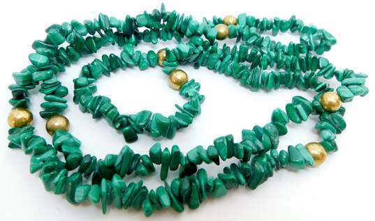 Artisan Brass, Malachite & Mother of Pearl Beaded Necklaces image number 2