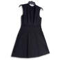Womens Black Round Neck Back Zip Sleeveless Short Fit & Flare Dress Size 4 image number 2