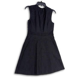 Womens Black Round Neck Back Zip Sleeveless Short Fit & Flare Dress Size 4 alternative image