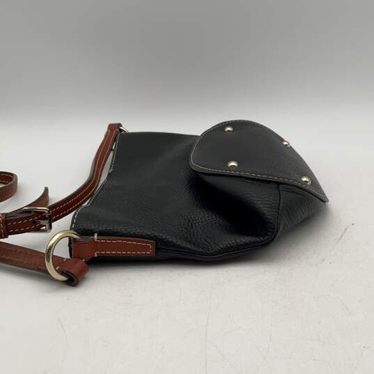 Dooney & Bourke Womens Black Brown Adjustable Strap Bottom Stud Crossbody Bag image number 3