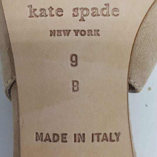 Women's Tan Kate Spade Nude Suede Round Toe Slingback Kitten Heels Size 9B image number 5