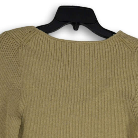 Womens Gold V-Neck Long Sleeve V-Neck Pullover Blouse Top Size Medium image number 4