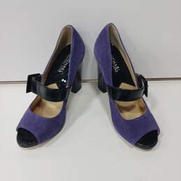 Michael Kors Hanna Purple Suede Peep Toe Pumps Size 7M alternative image
