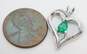 14K White Gold Emerald Faceted Teardrop Layered Open Heart Pendant 2.0g image number 6