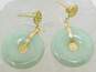 14K Yellow Gold Chinese Jade Disc Drop Earrings 4.4g image number 5