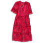 Womens Burgundy Paisley Print Split Neck Sheer Waist Tie Maxi Dress Size 10 image number 2