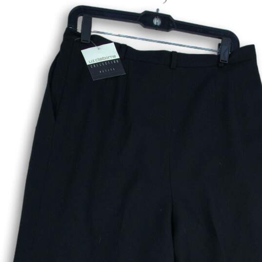 NWT Liz Claiborne Womens Black Pleated Front Straight Leg Dress Pants Size 14P image number 4