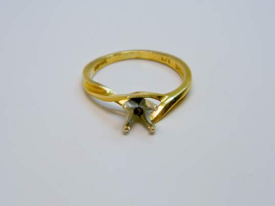 14k Yellow & White Gold Solitaire Ring Setting 2g image number 1