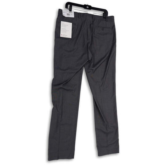 NWT Mens Gray Flat Front Pockets Straight Leg Slim Fit Dress Pants Sz 36x34 image number 2