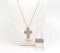 Judith Jack 925 Sterling Silver Marcasite Cross Pendant Necklace & Ring 13.8g image number 1