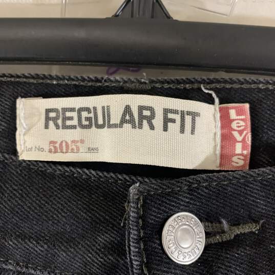 Men's Black Levi's 505 Regular Fit Jeans, Sz. 33x30 image number 3