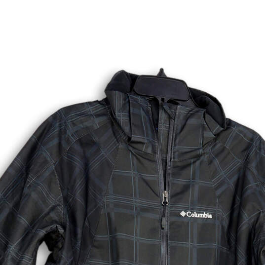 Mens Black Blue Plaid Long Sleeve Full-Zip Pockets Windbreaker Jacket Sz XL image number 3
