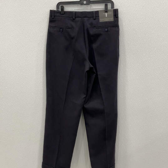 NWT Mens Blue Pleated Slash Pockets Relaxed Fit Dress Pants Size 34x30 image number 2