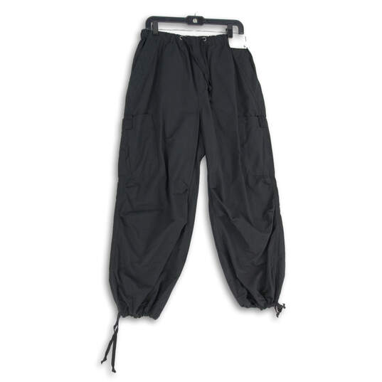 NWT Womens Black Relaxed Fit Drawstring Parachute Trouser Pants Size Small image number 1