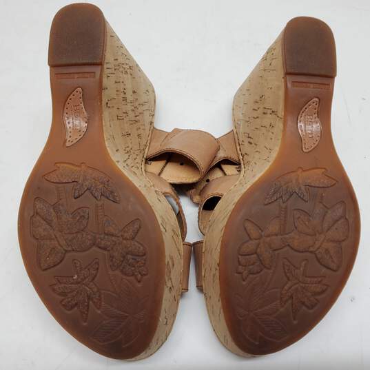 Born Footwear Brown Leather Cork Wedge Heel Sandals Women's 7 image number 6