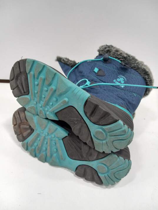 Girls Blue & Black Snow Boots Size 2 image number 5