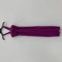 Womens Pink Rhinestone Wide Strap Pleated Formal Prom Maxi Dress Size 1 alternative image