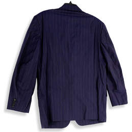Mens Blue Pinstriped Long Sleeve Notch Lapel Single Breasted Suit Blazer 44 alternative image