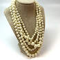 Designer J. Crew Gold-Tone Faux Pearl Multi Strand Classic Beaded Necklace image number 1