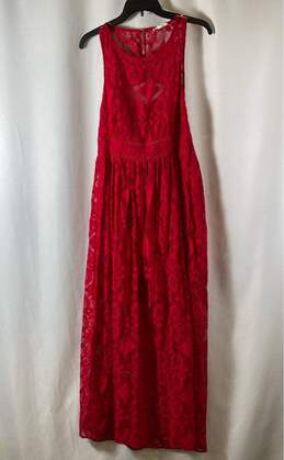 NWT Francesca’s Miami Womens Red Lace Sleeveless Round Neck Maxi Dress Size M