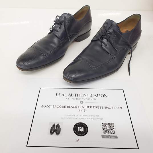 Gucci Brogue Black Leather Dress Shoes Men's Size 11 image number 1