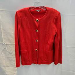 Misook Red Button Front Cardigan Jacket Size M