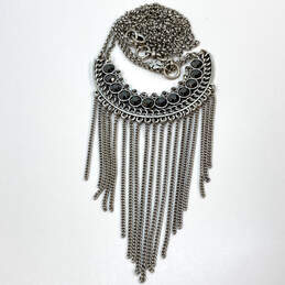Designer Lucky Brand Silver-Tone Double Chain Fringe  Pendant Necklace alternative image