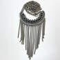 Designer Lucky Brand Silver-Tone Double Chain Fringe  Pendant Necklace image number 2
