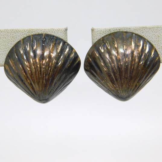 925 Sterling Silver Anna Greta Eker Norwegian Designs Shell Clip-On Earrings 10.5g image number 3