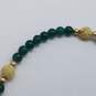 14K Gold Green Gemstone Carved Flower Bracelet 4.0g image number 3