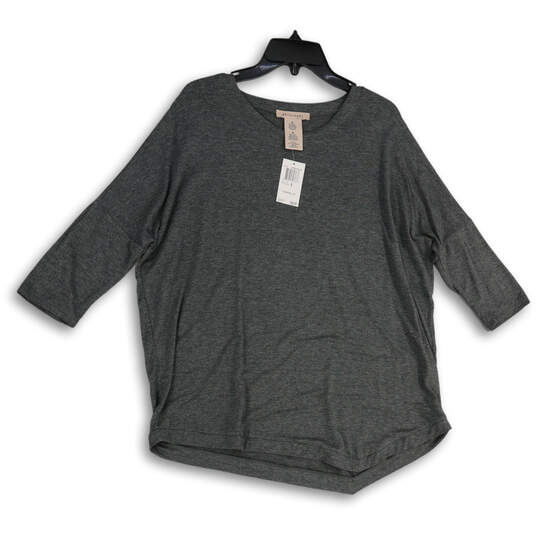 NWT Womens Gray Heather Round Neck Pullover Asymmetrical T-Shirt Size M image number 1