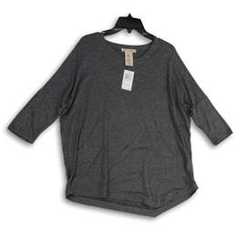 NWT Womens Gray Heather Round Neck Pullover Asymmetrical T-Shirt Size M