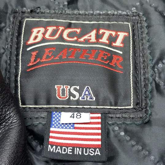 Black Bucati Leather Mean's Leather Motorcycle Jacket Size 48 image number 3