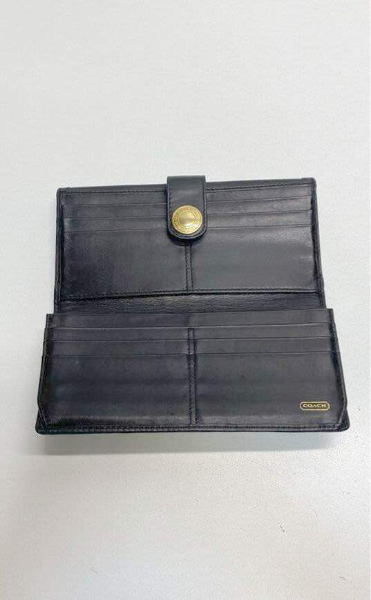COACH Black Leather Signature Bifold Envelope Card Wallet image number 3