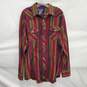 VTG Wrangler MN's Aztec Pearl Snap 100% Cotton Multi Color Long Sleeve Shirt Size XL image number 1