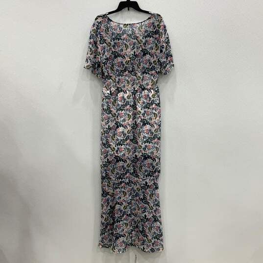 NWT BCBGeneration Womens Multicolor Floral Short Sleeve Maxi Dress Size L image number 2