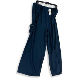 NWT Womens Blue Flat Front Slash Pockets Wide Leg Paperbag Pants Size 2