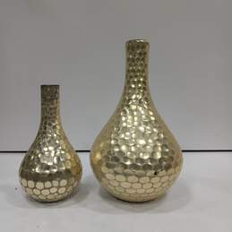 2PC Glass Golden Circle Pattern Vases