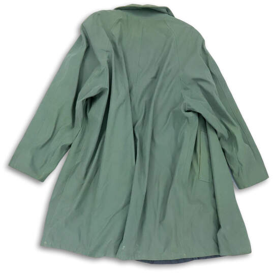 Mens Green Spread Collar Long Sleeve Button Front Trench Coat Size 44 image number 2
