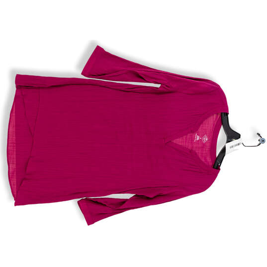 St. John's Bay Crinkle Top Women's Purple V-Neck 3/4 Sleeve Layered Hi Lo Size M image number 2