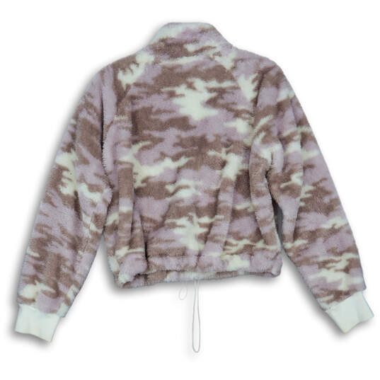 Womens Multicolor Camouflage Long Sleeve Pullover Fleece Jacket Size L image number 2