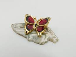 14K Yellow Gold Guilloche Enamel Butterfly Brooch 3.0g