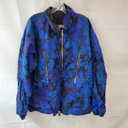 Dark Blue Floral Half Zip Jacket