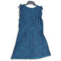 Womens Blue Lace Eyelet Sleeveless Round Neck Back Zip A-Line Dress Size 12 image number 2