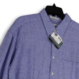 NWT Mens Blue Check Spread Collar Long Sleeve Button-Up Shirt Size Large