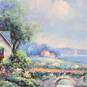 Artist H. Gailey Signed Oil Painting Floral Cottage & Stone Bridge Framed Art image number 4