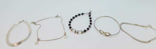 Sterling Silver Fancy Herringbone Glass Bead Star Charm & Infinity Sign Bracelets 30.4g image number 3