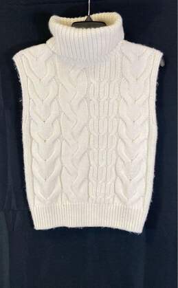 NWT Express Womens White Cable Knit Turtleneck Pullover Vest Sweater Size XS
