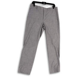Womens Gray Flat Front Straight Leg Slash Pocket Regular Dress Pants Sz 10